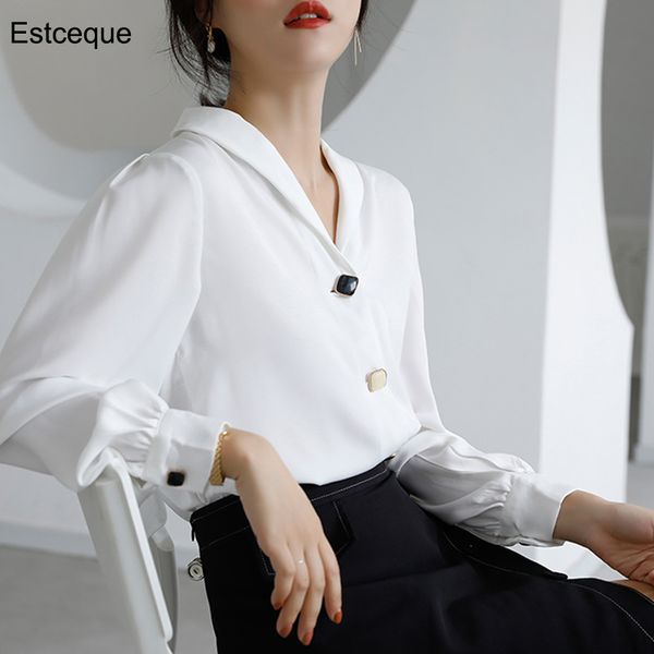 2020 new v-neck long-sleeved chiffon shirts female design professional office blouses black and white solid color women's top
2020 new v-neck long-sleeved chiffon shirts female design professional office blouses black and white solid color women's top