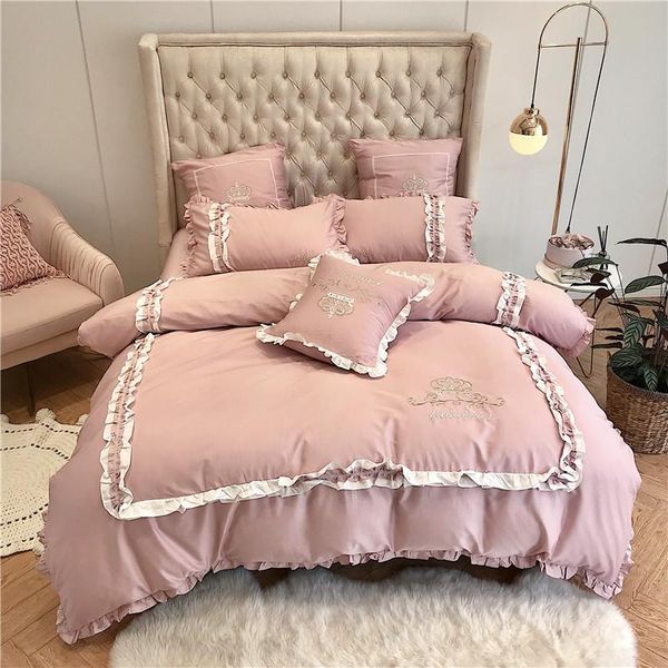 egyptian cotton ruffle duvet quilt cover set pink white princess style bedding set king size ultra soft bed sheet chic
egyptian cotton ruffle duvet quilt cover set pink white princess style bedding set king size ultra soft bed sheet chic