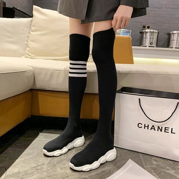 fashion autumn slip on women socks boots round toe over the knee boots women botas mujer rubber flat for high, Black
fashion autumn slip on women socks boots round toe over the knee boots women botas mujer rubber flat for high, Black