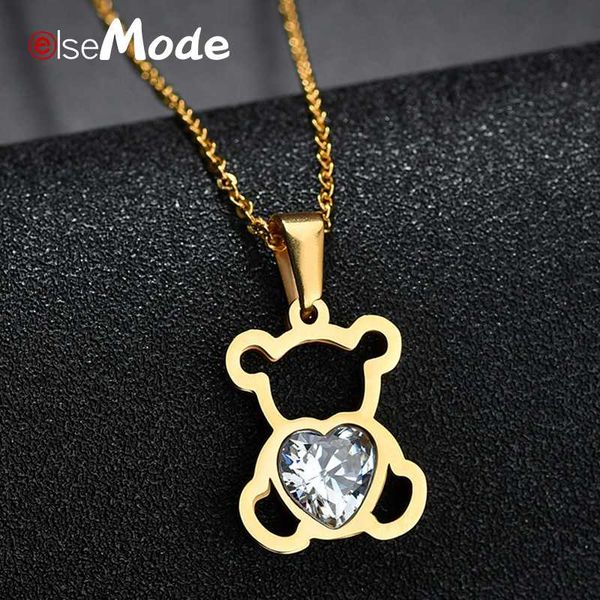 elsemode hollow cubic zircon bear chain necklaces gold stainless steel animal necklace for women girl femme bijoux, Silver
elsemode hollow cubic zircon bear chain necklaces gold stainless steel animal necklace for women girl femme bijoux, Silver