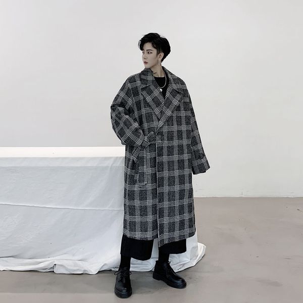 men's wool & blends ewq / wear 2021 autumn and winter plaid lace-up design loose mid-length woolen coat big size 4061, Black
men's wool & blends ewq / wear 2021 autumn and winter plaid lace-up design loose mid-length woolen coat big size 4061, Black