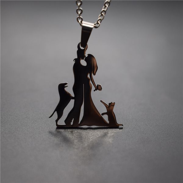 elfin new family necklace stainless steel lovers couple pendant necklace master with cat and dog figure jewellery, Silver
elfin new family necklace stainless steel lovers couple pendant necklace master with cat and dog figure jewellery, Silver