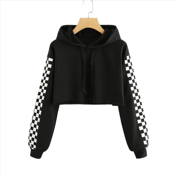 women crop fashion autumn plaid long sleeve pullover hooded sweatshirts ladies hoodies kpop moletom feminino, Black
women crop fashion autumn plaid long sleeve pullover hooded sweatshirts ladies hoodies kpop moletom feminino, Black