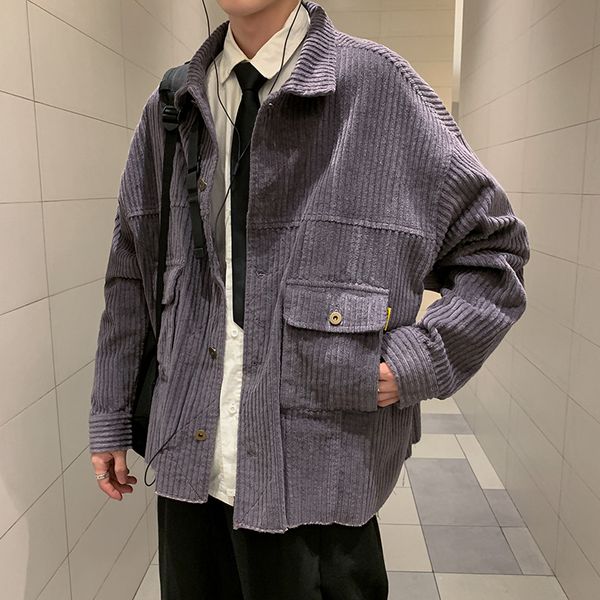 mens solid corduroy jackets and coats korean fashion designer loose clothes button up windbreaker cotton streetwear for men fall, Black;brown
mens solid corduroy jackets and coats korean fashion designer loose clothes button up windbreaker cotton streetwear for men fall, Black;brown