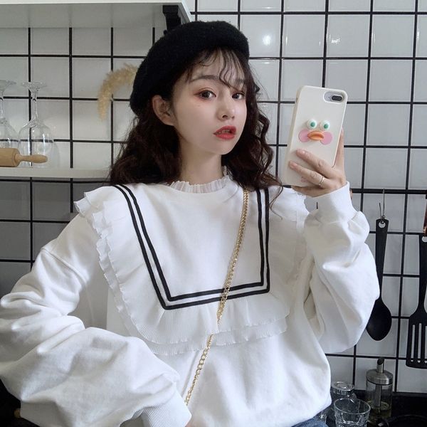 autumn and winter sweater sweaterkorean style 2019 new french niche flounced stitching loose thickened hat-long sleeve sweater for wome, Black
autumn and winter sweater sweaterkorean style 2019 new french niche flounced stitching loose thickened hat-long sleeve sweater for wome, Black