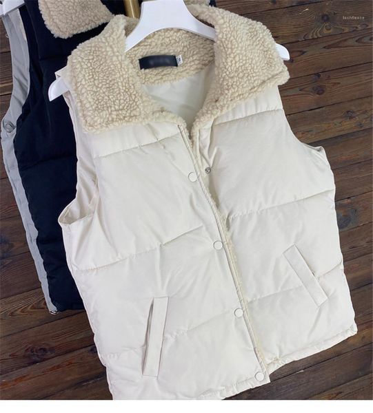 autumn fleece lapel neck loose coats casual solid color single breasted woman vests women vest winter, Black;white
autumn fleece lapel neck loose coats casual solid color single breasted woman vests women vest winter, Black;white