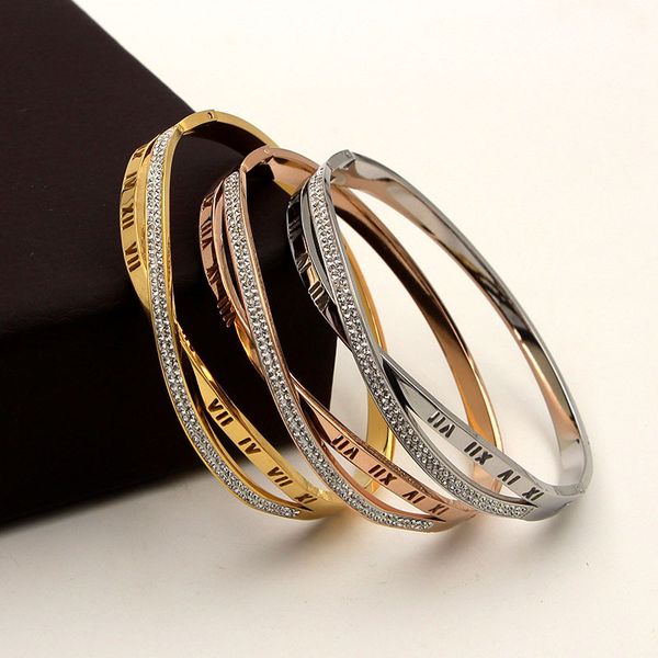 fashion stainless steel better crystal roman numerals round x cross bangle bracelet rose gold color female woman party gift, Black
fashion stainless steel better crystal roman numerals round x cross bangle bracelet rose gold color female woman party gift, Black