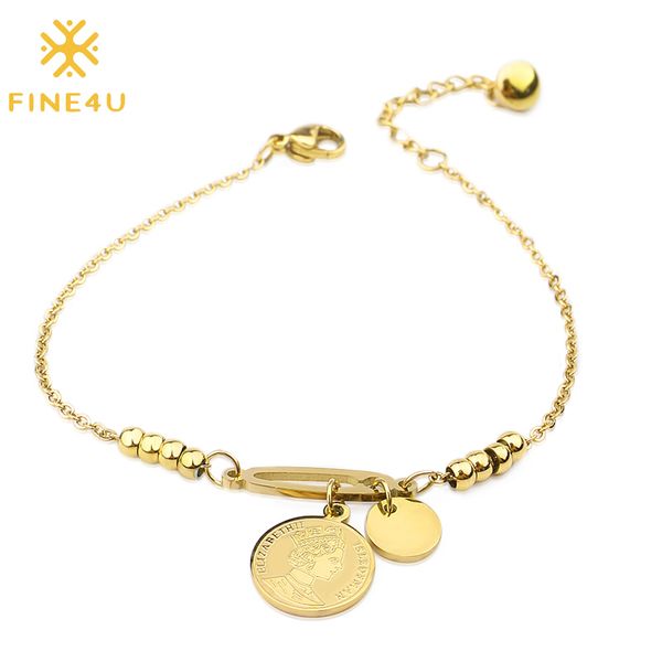 link, chain fine4u b264 stainless steel queen elizabeth ii coin charm bracelet adjustable link delicate women dainty jewelry, Black
link, chain fine4u b264 stainless steel queen elizabeth ii coin charm bracelet adjustable link delicate women dainty jewelry, Black