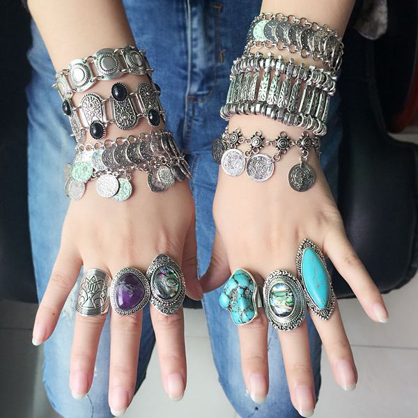 yumfeel tibetan silver plated bracelet jewelry gypsy coin carving vintage boho bracelets retro jewelry gifts women, Black
yumfeel tibetan silver plated bracelet jewelry gypsy coin carving vintage boho bracelets retro jewelry gifts women, Black
