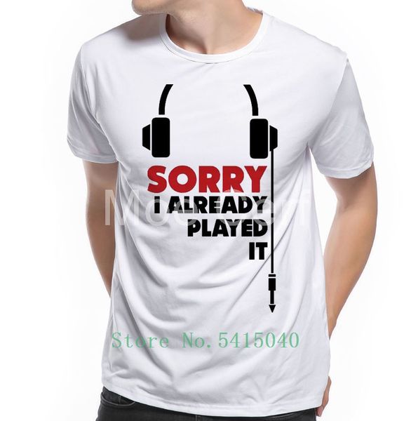 new arrival music headphones clothing t shirt men sorry i already played it music t shirt men brand design couples tshirt