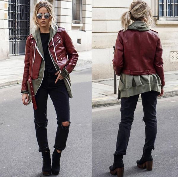 coats casual solid color women outerwear with button women clothing autumn women leather jackets fashion lapel neck zipper fly, Black;brown
coats casual solid color women outerwear with button women clothing autumn women leather jackets fashion lapel neck zipper fly, Black;brown