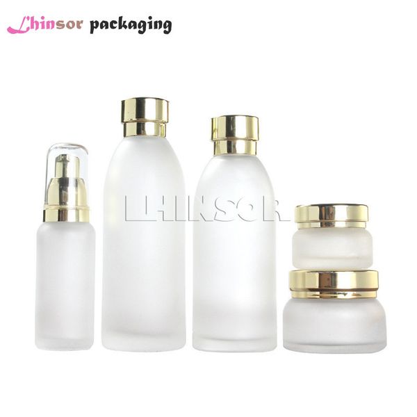 5pcs/lot high-grade frosted transparent glass press pump lotion bottle toner bottles cream jars cosmetic packaging containers
5pcs/lot high-grade frosted transparent glass press pump lotion bottle toner bottles cream jars cosmetic packaging containers