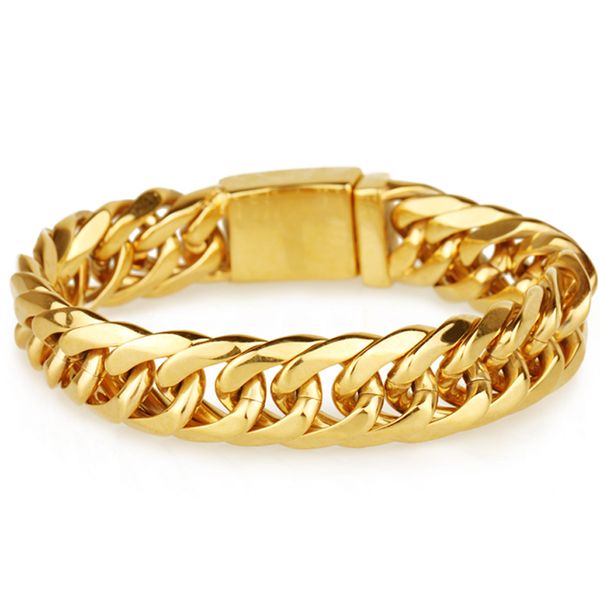 link, chain fashion gold tone stainless steel double curb cuban bracelet 2021 party gift men biker jewelry 16mm 7-11 inch, Black
link, chain fashion gold tone stainless steel double curb cuban bracelet 2021 party gift men biker jewelry 16mm 7-11 inch, Black