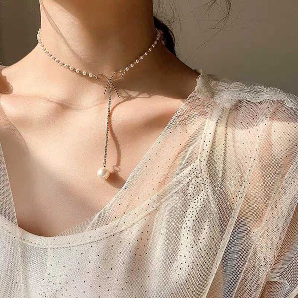 neck chain female short clavicle net red fairy small neck with pearl double temperament chain necklace retro long, Silver
neck chain female short clavicle net red fairy small neck with pearl double temperament chain necklace retro long, Silver