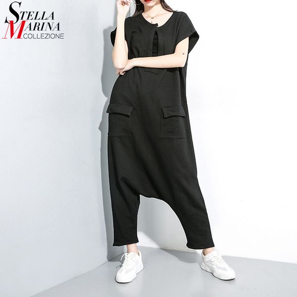 new solid black 2020 summer sleeveless long harem jumpsuit & pocket big size ladies casual streetwear overalls pants style zy015, Black;white
new solid black 2020 summer sleeveless long harem jumpsuit & pocket big size ladies casual streetwear overalls pants style zy015, Black;white