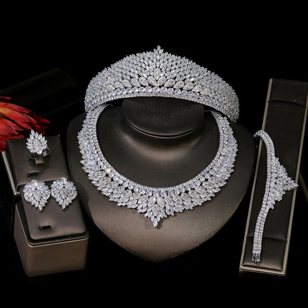 luxury dubai bridal wedding jewelry set shiny cubic zirconia crown necklace earring set women's new geometric set, White
luxury dubai bridal wedding jewelry set shiny cubic zirconia crown necklace earring set women's new geometric set, White