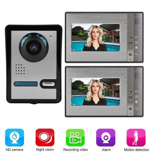 7" lcd door video phone wired intercom doorbell kit home entry system 1v2 802fa12
