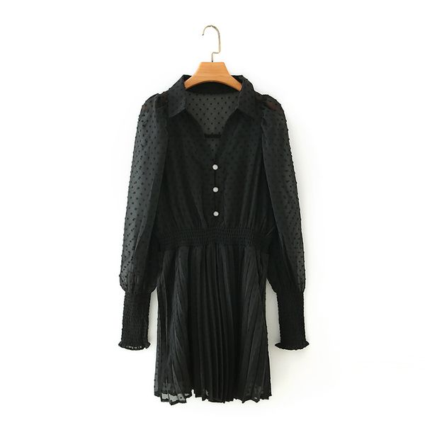 2020 vintage v neck esigner clothing a line fall new women's dresses balck fashion with thin tulle pleated dress, Black;gray
2020 vintage v neck esigner clothing a line fall new women's dresses balck fashion with thin tulle pleated dress, Black;gray