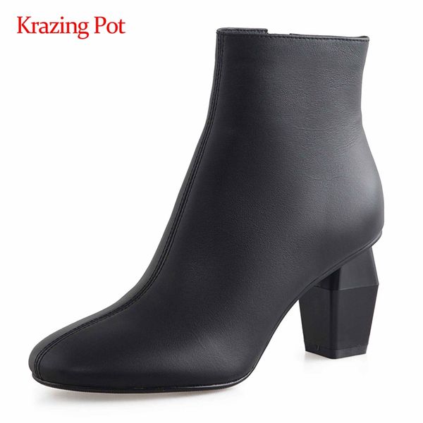 krazing pot work boots genuine leather streetwear fashion round toe high strange heel zipper beauty lady mature ankle boots l27, Black
krazing pot work boots genuine leather streetwear fashion round toe high strange heel zipper beauty lady mature ankle boots l27, Black