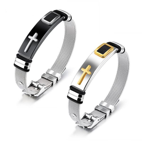 new fashion cross bracelets for men boy stainless steel belt buckle men's bangles religious adjustable wristband male jewelry, Golden;silver
new fashion cross bracelets for men boy stainless steel belt buckle men's bangles religious adjustable wristband male jewelry, Golden;silver