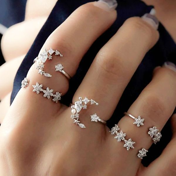 cluster rings 5 pcs/set women fashion bohemia crystal moon star hollow punk personality open ring set wedding jewelry gift, Golden;silver
cluster rings 5 pcs/set women fashion bohemia crystal moon star hollow punk personality open ring set wedding jewelry gift, Golden;silver