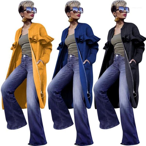 female clothes designer long womens coats o neck long sleeve ruffles loose ladies outerwear casual solid color, Tan;black
female clothes designer long womens coats o neck long sleeve ruffles loose ladies outerwear casual solid color, Tan;black