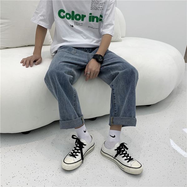 men's jeans straight style casual high waist pants streetwear 2021 washed big pockets mens wide leg pant autumn pantalon homme, Blue
men's jeans straight style casual high waist pants streetwear 2021 washed big pockets mens wide leg pant autumn pantalon homme, Blue