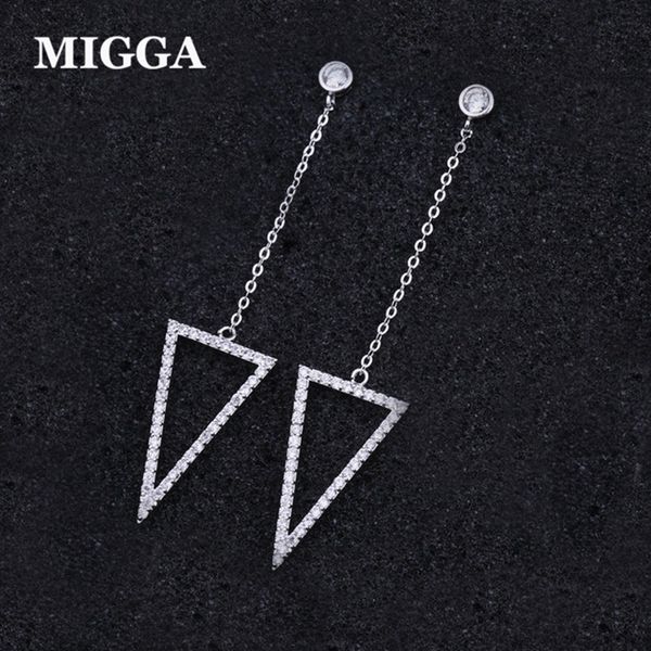 migga trendy cubic zircon triangle pendant long earrings for women party jewelry, Golden;silver
migga trendy cubic zircon triangle pendant long earrings for women party jewelry, Golden;silver