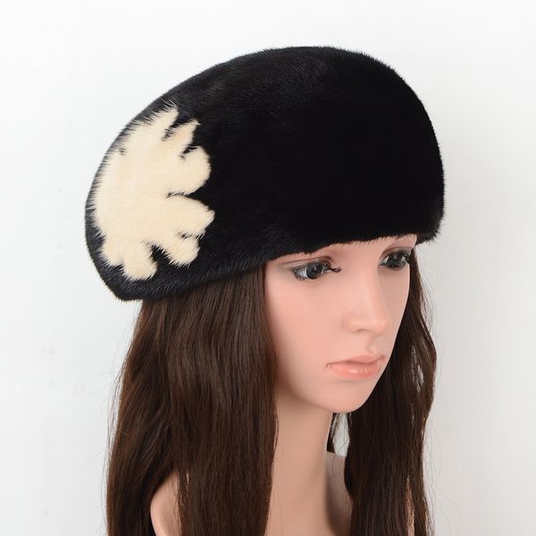 berets real fur beret mink women hats winter brand female fashion warm caps for 2021 flower, Blue;gray
berets real fur beret mink women hats winter brand female fashion warm caps for 2021 flower, Blue;gray