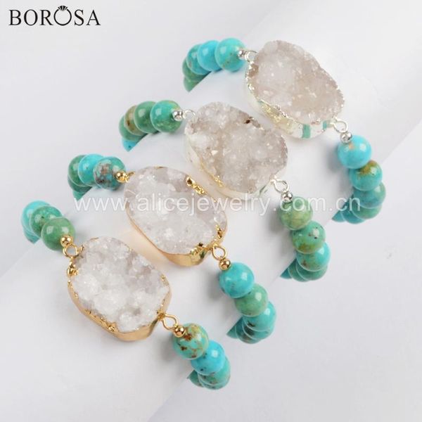 borosa 3pcs gold/silver plated natural agates druzy with 8mm turquoises beads bracelet gems bangle jewelry g1733 s1733, Black
borosa 3pcs gold/silver plated natural agates druzy with 8mm turquoises beads bracelet gems bangle jewelry g1733 s1733, Black