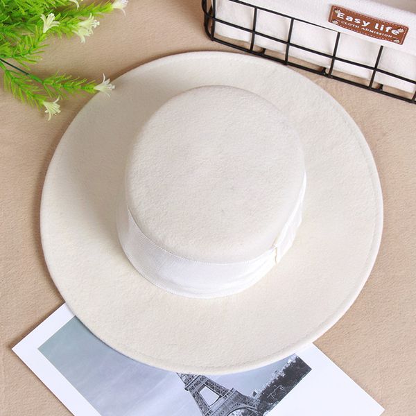wide brim hats 2021 white hat female high-end wool felt british flat edge, Blue;gray
wide brim hats 2021 white hat female high-end wool felt british flat edge, Blue;gray