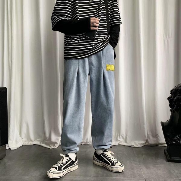 men's jeans summer loose straight wide leg pants hip hop washed retro trendy brand trousers, Blue
men's jeans summer loose straight wide leg pants hip hop washed retro trendy brand trousers, Blue