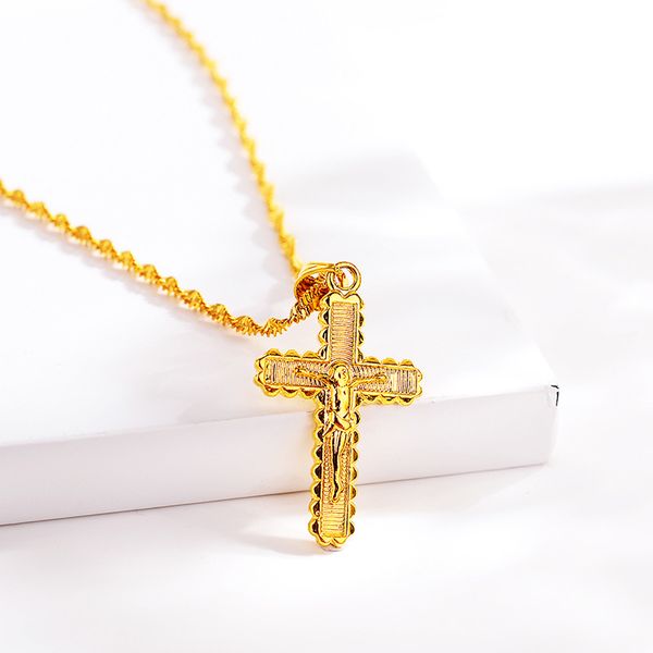 pendant necklaces retro luxury gold plated cross necklace for women brass fashion men, Silver
pendant necklaces retro luxury gold plated cross necklace for women brass fashion men, Silver