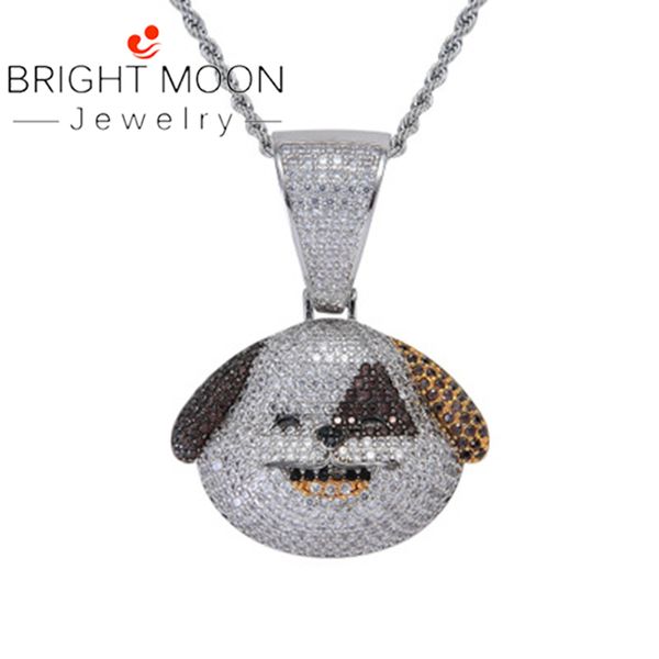 bright moon halloween gifts micro-inlaid zircon brass stone double color cute dog hip hop jewelry pendant necklace, Silver
bright moon halloween gifts micro-inlaid zircon brass stone double color cute dog hip hop jewelry pendant necklace, Silver