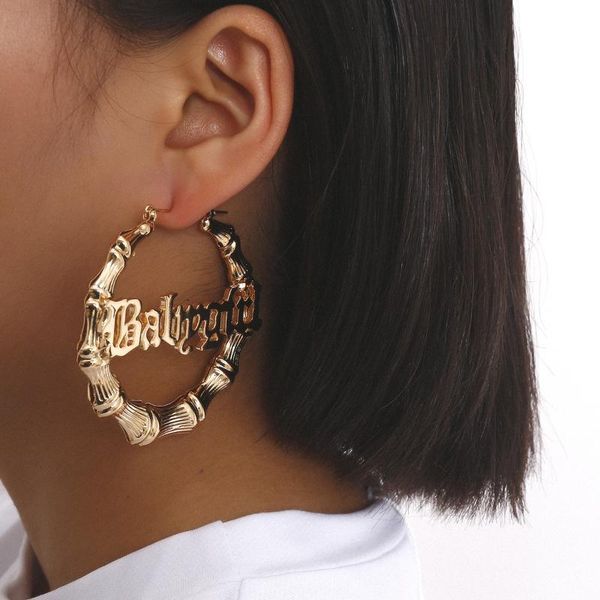 round circle bamboo hoop earrings for women hollow letter babygirl gold silver color vintage earring 2020 punk oversize brincos, Golden;silver 
round circle bamboo hoop earrings for women hollow letter babygirl gold silver color vintage earring 2020 punk oversize brincos, Golden;silver