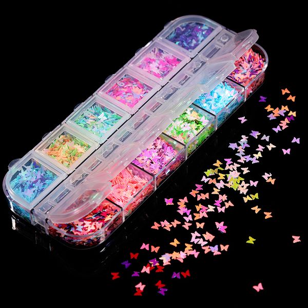 nail glitter 12 grids fluorescence butterfly design flakes red yellow multi-colored fall sequin accessory, Silver;gold
nail glitter 12 grids fluorescence butterfly design flakes red yellow multi-colored fall sequin accessory, Silver;gold