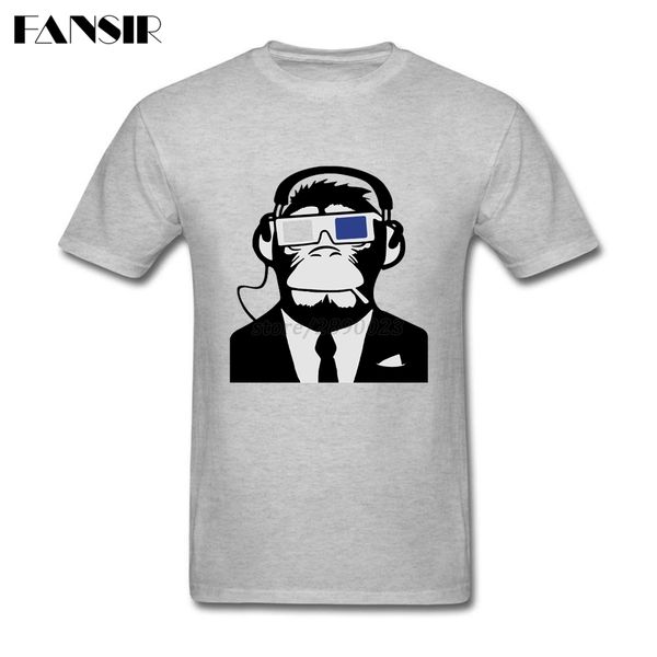 awesome 3d ape monkey headphones t shirt homme short sleeve soft cotton men t-shirt camisetas