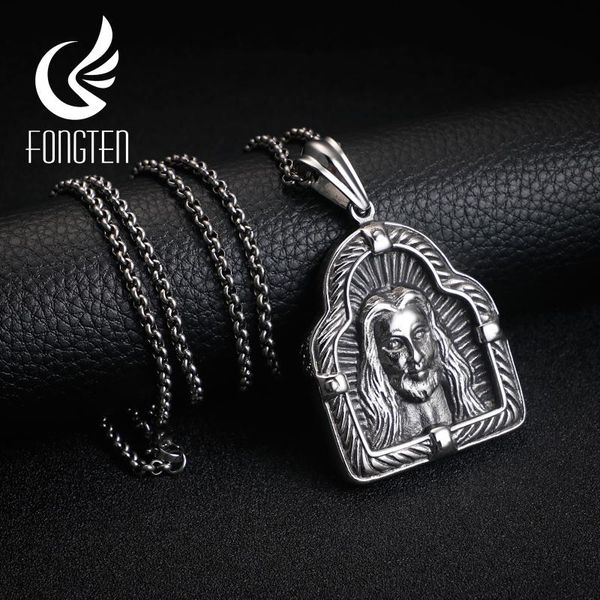 pendant necklaces fongten retro god jesus face necklace black stainless steel punk viking men fashion jewelry, Silver
pendant necklaces fongten retro god jesus face necklace black stainless steel punk viking men fashion jewelry, Silver