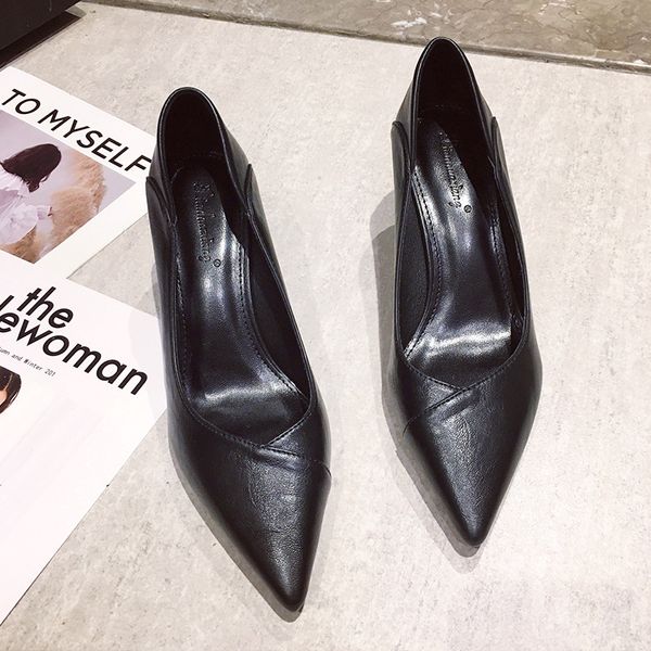 dress shoes high-heeled women's stiletto and pointed spring 2021 pure color fairy style single, Black
dress shoes high-heeled women's stiletto and pointed spring 2021 pure color fairy style single, Black
