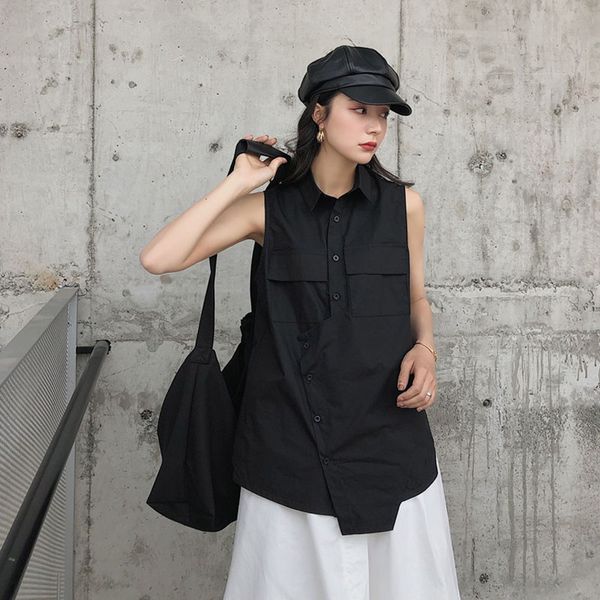 superaen streetwear irregular design black shirts women slimming sleeveless stand solid 2020 summer women, White
superaen streetwear irregular design black shirts women slimming sleeveless stand solid 2020 summer women, White