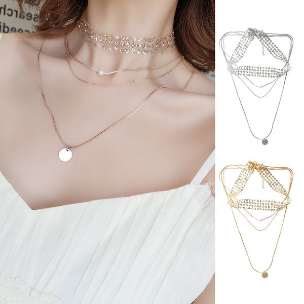 chains wide sequins gauze mesh collar choker necklaces beads imitation pearl coin pendant multi-layer romantic chain necklace women, Silver
chains wide sequins gauze mesh collar choker necklaces beads imitation pearl coin pendant multi-layer romantic chain necklace women, Silver