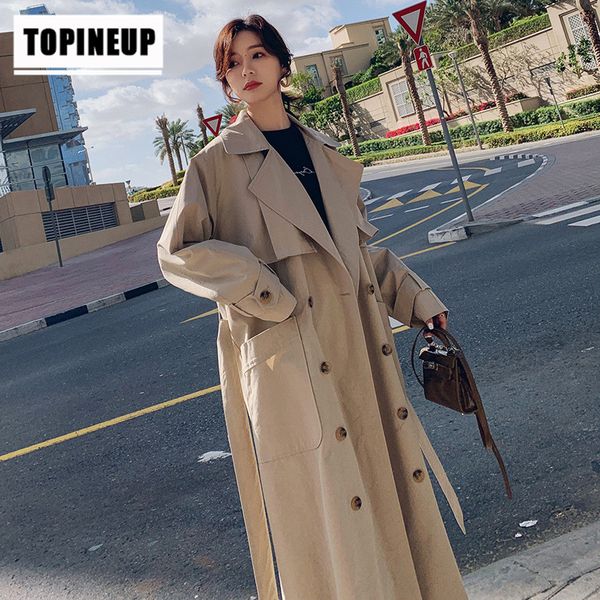 women's elegant and simple solid color double-breasted loose long over-the-knee coat, Tan;black
women's elegant and simple solid color double-breasted loose long over-the-knee coat, Tan;black