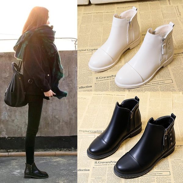 brand winter women snow boots leather femal ankle boots warm fur winter women fashion autumn women's shoes, Black 
brand winter women snow boots leather femal ankle boots warm fur winter women fashion autumn women's shoes, Black