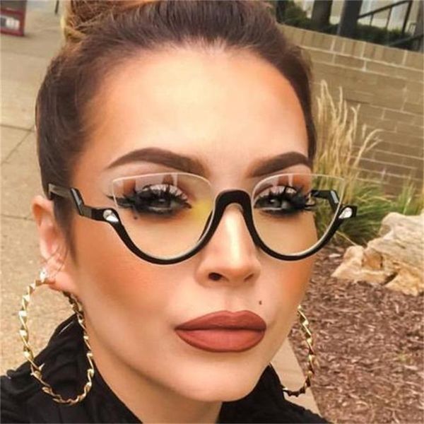 sunglasses vintage half frame cat eye clear lens rhinestone decoration classic sun glasses designer shades, White;black
sunglasses vintage half frame cat eye clear lens rhinestone decoration classic sun glasses designer shades, White;black