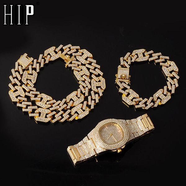 hip hop necklace +watch+bracelet + iced out alloy rhinestones coffee bean prong cuban chain bracelet necklace for men jewelry, Silver
hip hop necklace +watch+bracelet + iced out alloy rhinestones coffee bean prong cuban chain bracelet necklace for men jewelry, Silver
