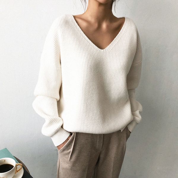 v-neck knitted oversized sweaters women autumn winter long sleeve basic sweater women white casual loose pullovers female, White;black
v-neck knitted oversized sweaters women autumn winter long sleeve basic sweater women white casual loose pullovers female, White;black