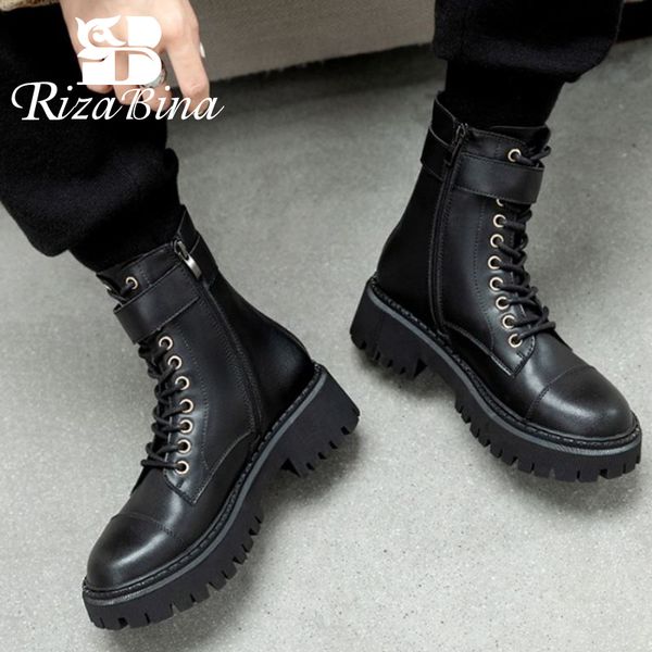 boots rizabina real leather women ankle metal decoration cross strap zipper shoes warm party footwear size 35-39, Black
boots rizabina real leather women ankle metal decoration cross strap zipper shoes warm party footwear size 35-39, Black