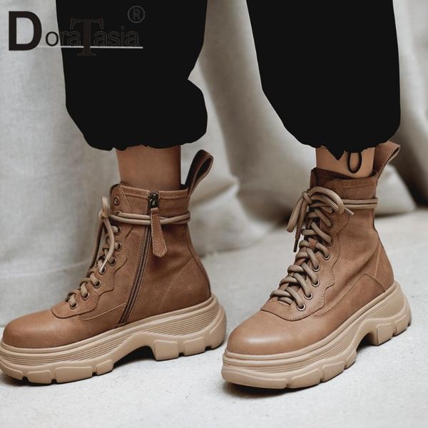 doratasia classic female round toe platform winter solid boots designer boots women chunky lace up brand casual shoes woman, Black
doratasia classic female round toe platform winter solid boots designer boots women chunky lace up brand casual shoes woman, Black