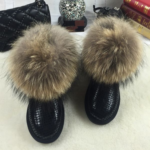 boots fashion natural big fur snow for women genuine cowhide leather warm winter female ankle shoes, Black
boots fashion natural big fur snow for women genuine cowhide leather warm winter female ankle shoes, Black