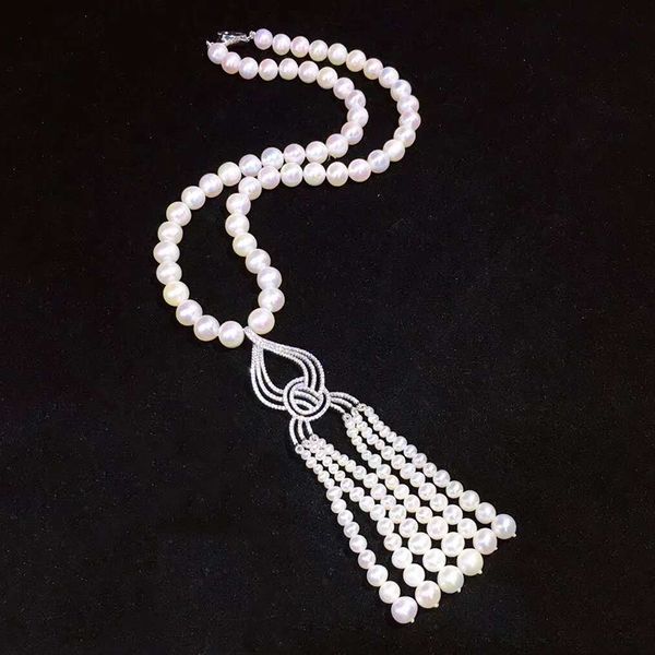 2020 new vintage tassel natural pearl necklace with s925 clasp 8-9mm nearround freshwater pearl jewelry women gifts, Silver
2020 new vintage tassel natural pearl necklace with s925 clasp 8-9mm nearround freshwater pearl jewelry women gifts, Silver
